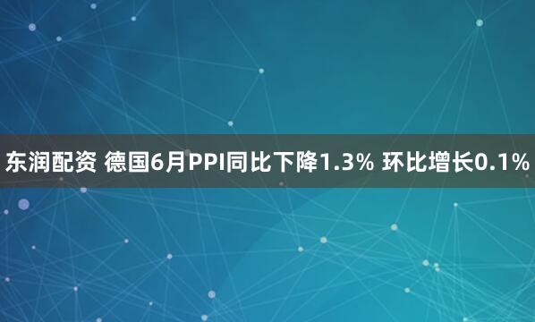 东润配资 德国6月PPI同比下降1.3% 环比增长0.1%